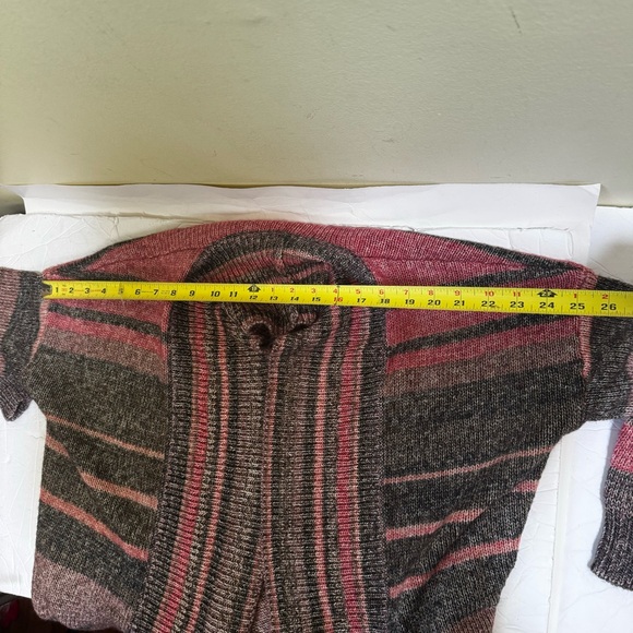 ESPRIT Open Front Stripe Cardigan Sweater Shawl Collar Pockets Cotton Soft Cozy - Picture 14 of 16